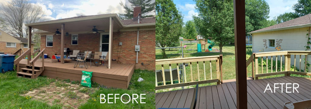 before and after photos of deck railing